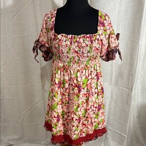 Blue Plate Floral Smocked Minidress